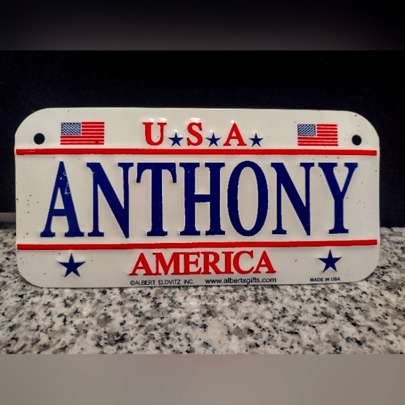 Kids Name License Plate "ANTHONY". 6"x 3" USA Aluminum License Plate. NEW. - Picture 1 of 4